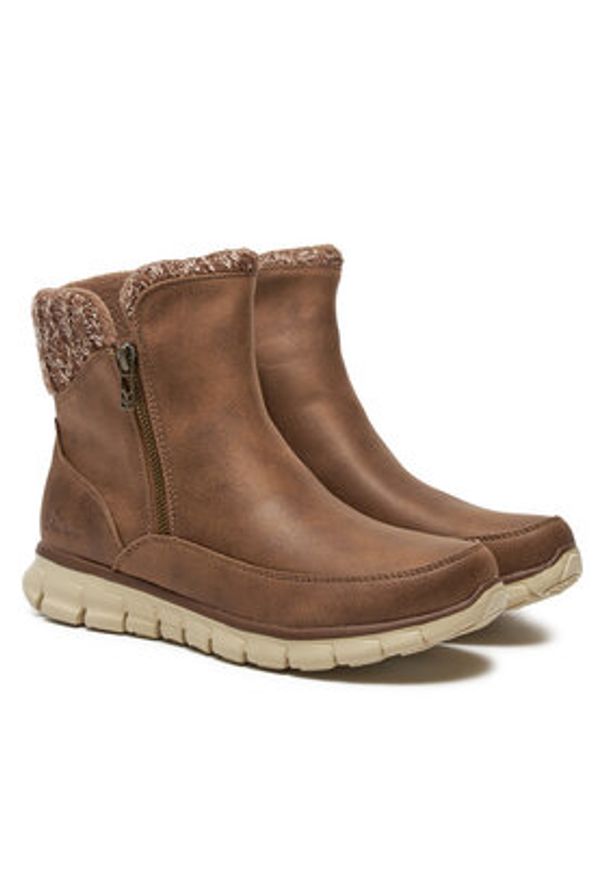 skechers - Skechers Botki Lovely Collab 167941/BRN Brązowy. Kolor: brązowy. Materiał: skóra