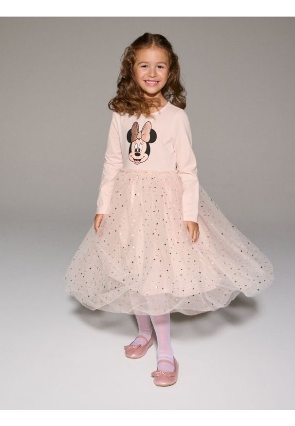 Sinsay - Sukienka z tiulem Minnie Mouse - różowy. Kolor: różowy. Materiał: tiul. Wzór: motyw z bajki