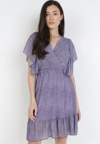 Born2be - Fioletowa Sukienka Aretheshi. Kolor: fioletowy. Typ sukienki: kopertowe. Długość: mini #1
