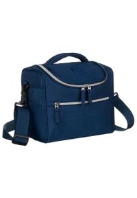 Kosmetyczka podróżna z tkaniny syntetycznej w granatowym kolorze - Peterson. Kolor: niebieski. Materiał: tkanina, syntetyk #1