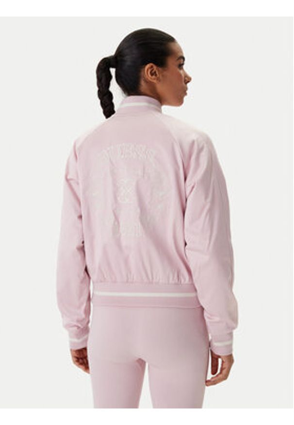 Guess Kurtka bomber V6RL02 WL022 Różowy Regular Fit. Kolor: różowy. Materiał: syntetyk, bawełna