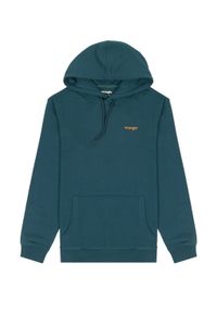 Wrangler - WRANGLER HOODIE MĘSKA BLUZA Z KAPTUREM LOGO DEEP TEAL 112341222. Typ kołnierza: kaptur #6