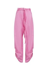 VICHER - Różowe spodnie jeansowe RIVERA. Stan: podwyższony. Kolor: różowy, wielokolorowy, fioletowy. Wzór: paski #3