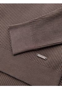 Ombre Clothing - Prążkowany sweter męski z guzikami przy dekolcie - popielaty V4 - Rozmiar: XXL. Kolor: szary. Materiał: prążkowany. Styl: elegancki #6
