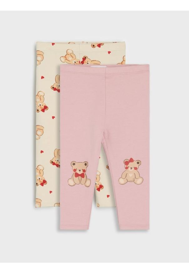 Sinsay - Bawełniane legginsy ze wzorkiem - różowy. Kolor: różowy. Materiał: bawełna