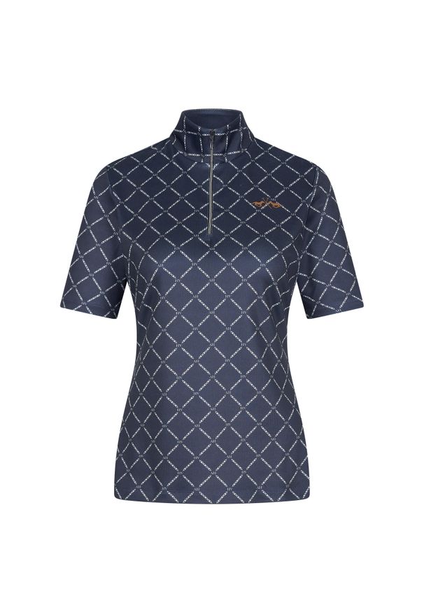 HV POLO - Damska koszulka do jazdy konnej HV Polo Jessy. Typ kołnierza: polo. Kolor: niebieski. Długość rękawa: długi rękaw