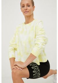 DKNY - Dkny bluza bawełniana damska kolor żółty wzorzysta. Kolor: żółty. Materiał: bawełna