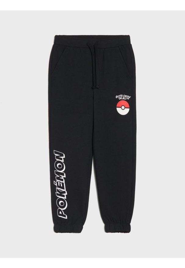 Sinsay - Spodnie dresowe ze ściągaczami Pokemon - czarny. Kolor: czarny. Materiał: dresówka