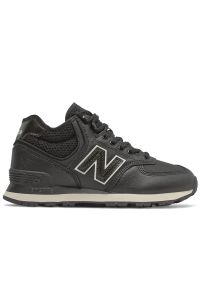 Buty New Balance WH574MI2 - czarne. Okazja: na co dzień. Zapięcie: sznurówki. Kolor: czarny. Materiał: futro, skóra, materiał, guma. Szerokość cholewki: normalna. Sezon: zima. Model: New Balance 574 #1