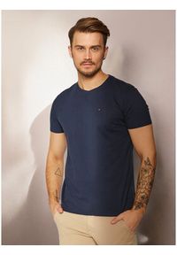 Tommy Jeans T-Shirt DM0DM04411 Granatowy Slim Fit. Kolor: niebieski. Materiał: bawełna