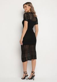 Born2be - Czarna Ażurowa Sukienka z Wiskozą Zoriena. Okazja: na co dzień. Kolor: czarny. Materiał: wiskoza. Długość rękawa: na ramiączkach. Wzór: ażurowy. Typ sukienki: proste. Styl: casual, elegancki, boho #3