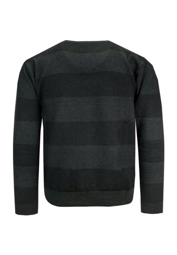 Kings - Sweter Grafitowy w Paski, Okrągły Dekolt (U-neck) -KINGS- Męski. Kolor: szary. Materiał: bawełna, akryl. Wzór: paski. Sezon: jesień, zima. Styl: klasyczny