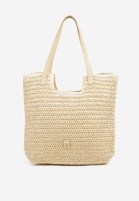 Born2be - Beżowa Pleciona Torebka Shopper Feleindra. Kolor: beżowy. Styl: klasyczny, casual
