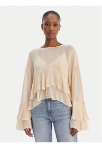 BOSS Bluzka Bleja 50554050 Beżowy Relaxed Fit. Kolor: beżowy. Materiał: wiskoza #1