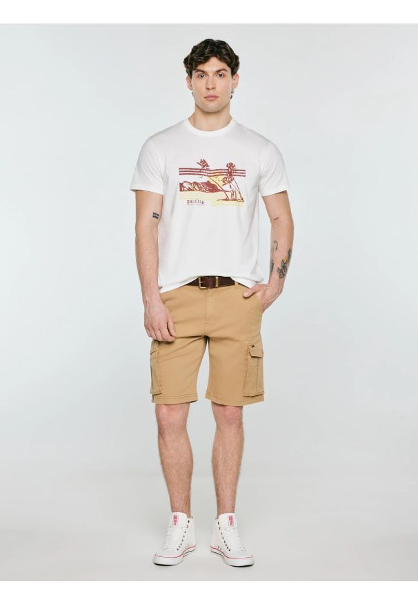 Big-Star - Koszulka męska z nadrukiem biała Regger 100. Kolor: biały. Materiał: bawełna, dzianina. Wzór: nadruk. Sezon: lato. Styl: elegancki, vintage, sportowy