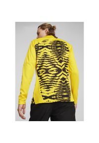 Puma - Męska bluza przedmeczowa z zamkiem 1/4 Borussia Dortmund PUMA. Kolor: żółty, wielokolorowy, czarny