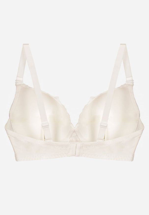 Renee - Jasnobeżowy Koronkowy Biustonosz Ozdobiony Cyrkoniowym Sercem Bothilei. Kolor: beżowy. Materiał: koronka. Wzór: aplikacja