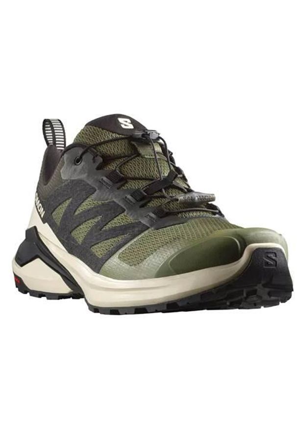 salomon - Buty do biegania męskie Salomon X-adventure. Zapięcie: sznurówki. Kolor: czarny, zielony, wielokolorowy. Materiał: tkanina, materiał, guma, syntetyk. Szerokość cholewki: normalna
