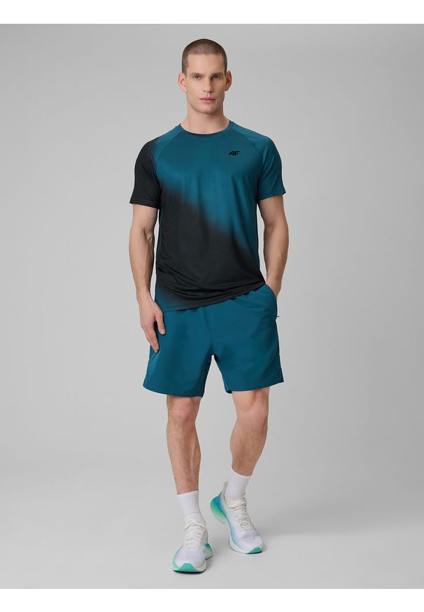 4f - 4F Koszulka treningowa regular szybkoschnąca męska - granatowa M. Kolor: niebieski. Materiał: skóra. Sport: fitness
