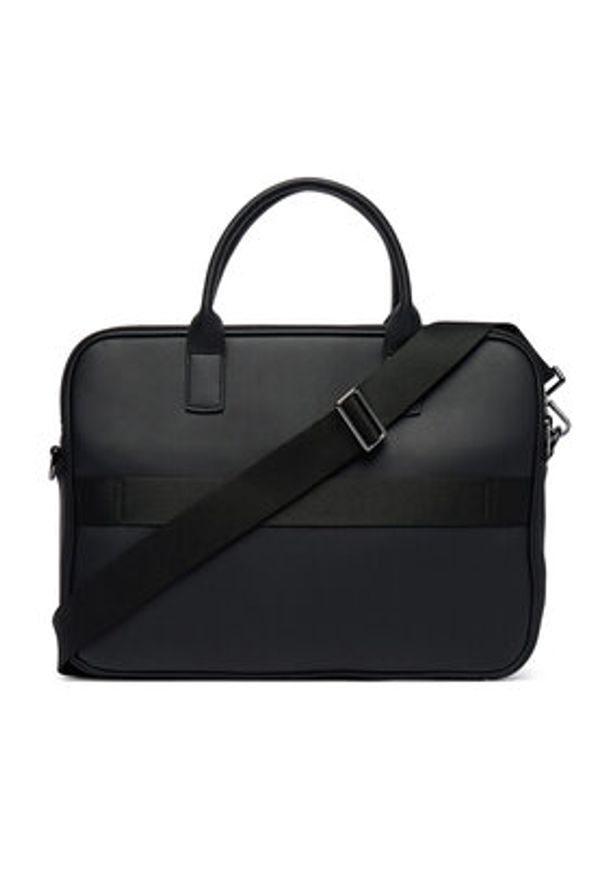 TOMMY HILFIGER - Tommy Hilfiger Torba na laptopa Th Woven Computer Bag AM0AM14094 Czarny. Kolor: czarny. Materiał: skóra