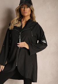 Renee - Czarna Kurtka Wiatrówka Oversize Palishe. Kolor: czarny. Długość rękawa: długi rękaw. Długość: długie. Styl: elegancki #5