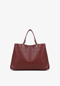 Born2be - Bordowa Dwukomorowa Torebka Typu Shopper Ozdobiona Metalicznymi Aplikacjami Adorrive. Kolor: czerwony. Wzór: aplikacja. Dodatki: z aplikacjami. Styl: elegancki