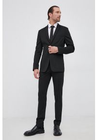 Calvin Klein Spodnie męskie kolor czarny dopasowane. Kolor: czarny. Materiał: tkanina, włókno. Wzór: gładki #3