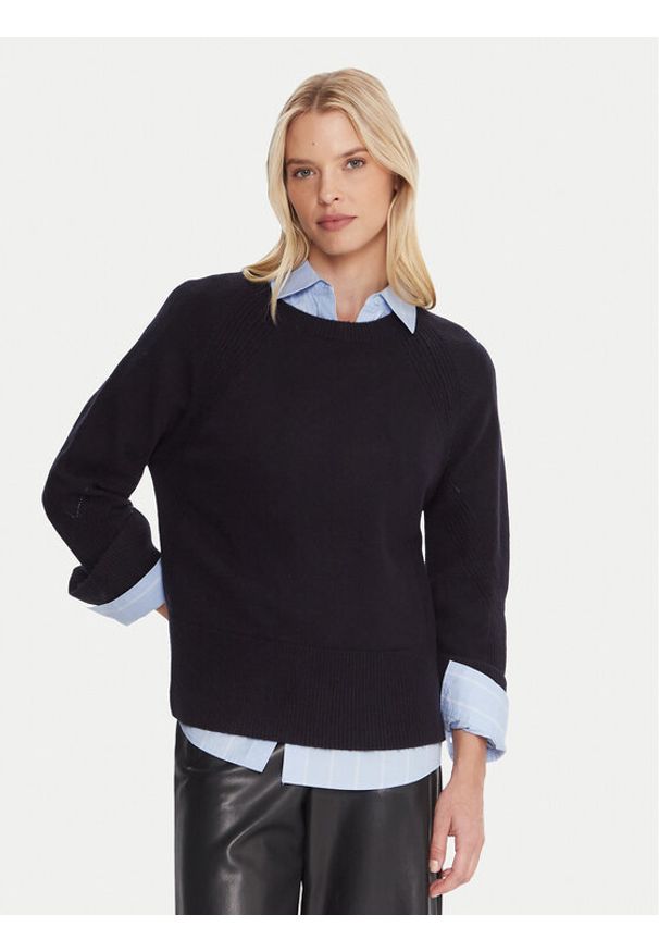 Marella Sweter Alaska 2525366102 Granatowy Regular Fit. Kolor: niebieski. Materiał: wełna