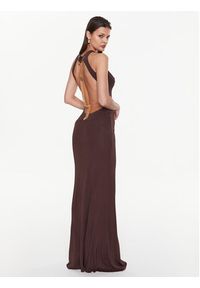 Elisabetta Franchi Sukienka wieczorowa AB-363-32E2-V720 Brązowy Slim Fit. Kolor: brązowy. Materiał: wiskoza. Styl: wizytowy