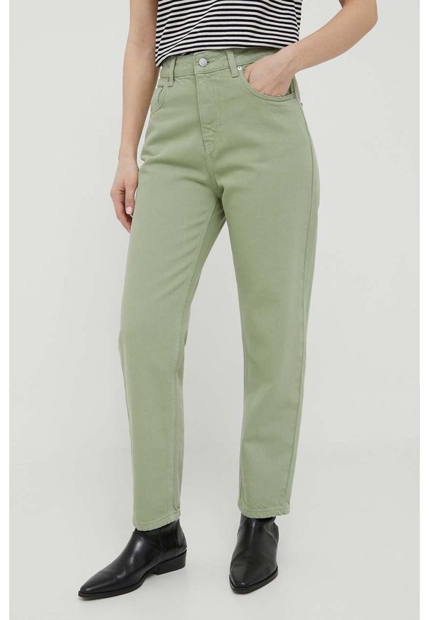 United Colors of Benetton jeansy damskie high waist. Stan: podwyższony. Kolor: zielony