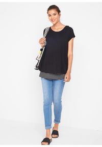 bonprix - Shirt 2 w 1 ciążowy i do karmienia, z wiskozy. Kolekcja: moda ciążowa. Kolor: czarny. Materiał: wiskoza #2