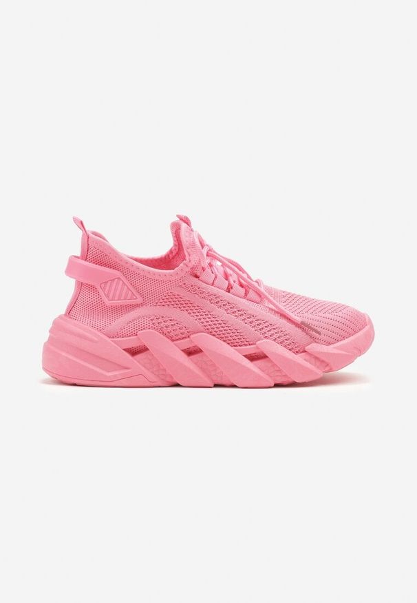 Born2be - Różowe Sneakersy na Grubej Podeszwie z Tłoczeniem Tatinora. Okazja: na co dzień, na spacer. Kolor: różowy. Materiał: jeans. Sport: turystyka piesza