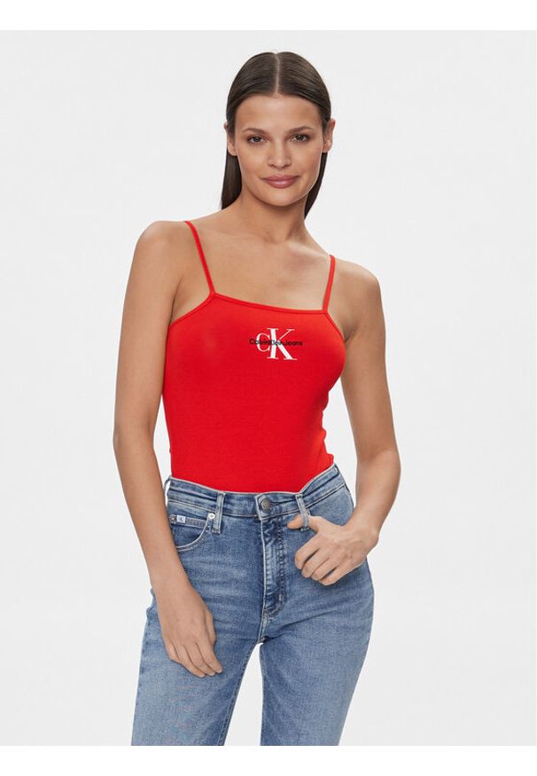 Calvin Klein Jeans Body Monologo J20J223421 Czerwony Slim Fit. Kolor: czerwony. Materiał: bawełna