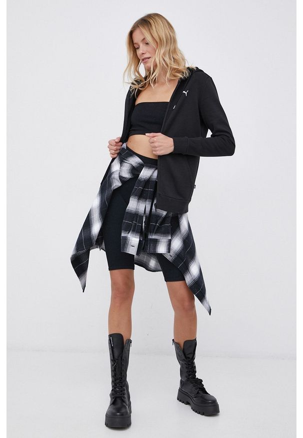 Puma - Bluza. Okazja: na co dzień. Kolor: czarny. Materiał: włókno, dzianina, materiał. Wzór: gładki. Styl: casual
