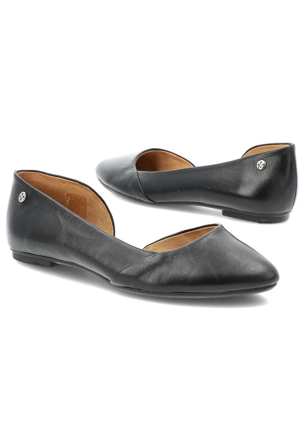 Baleriny damskie Maciejka płaskie i ze skóry licowej czarne 02445-20/00-5. Okazja: na co dzień. Kolor: czarny. Materiał: skóra. Styl: casual, elegancki