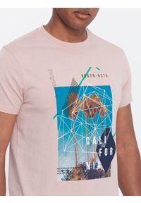 Ombre Clothing - Męski t-shirt bawełniany z nadrukiem California - różowy V2. Kolor: różowy. Materiał: bawełna. Wzór: nadruk. Sezon: lato. Styl: klasyczny #4