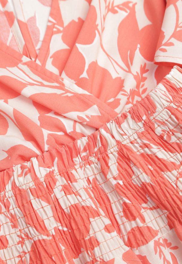 Born2be - Pomarańczowy 2-częściowy Komplet w Kwiaty z Wiskozy Onisa. Kolor: pomarańczowy. Materiał: wiskoza. Wzór: kwiaty