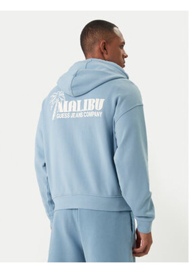 Guess Jeans Bluza M6GQB6 KCPR1 Niebieski Boxy Fit. Kolor: niebieski. Materiał: bawełna
