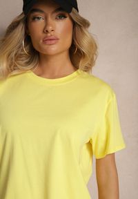 Renee - Żółty Bawełniany Basicowy T-shirt Lorseli. Okazja: na co dzień. Kolor: żółty. Materiał: bawełna. Styl: klasyczny, casual, elegancki #4