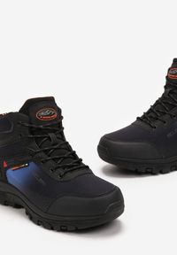 Born2be - Czarno-Niebieskie Botki w Sportowym Stylu Ocieplone Verineme. Okazja: na co dzień. Kolor: czarny. Materiał: jeans. Styl: sportowy