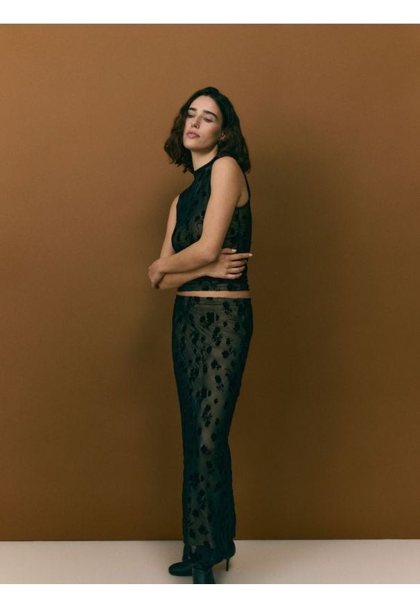 Reserved - Spódnica maxi - czarny. Kolor: czarny. Materiał: dzianina