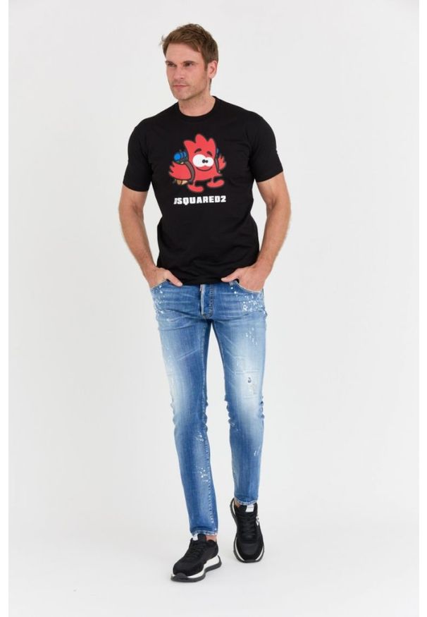 DSQUARED2 Czarny t-shity męski leaf buddy. Kolor: czarny