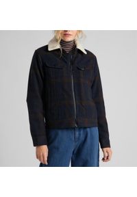 Lee - LEE WOOL CHECK SHERPA DAMSKA KURTKA PRZEJŚCIOWA WINTER BROWN L56XMSOH