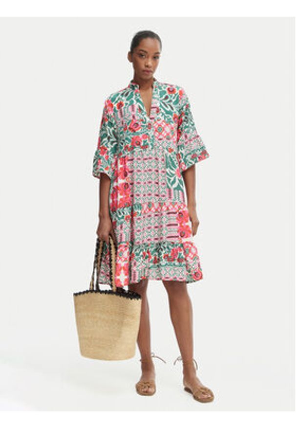 Iconique Sukienka letnia Morena IC26-094 Kolorowy Relaxed Fit. Materiał: syntetyk. Wzór: kolorowy. Sezon: lato