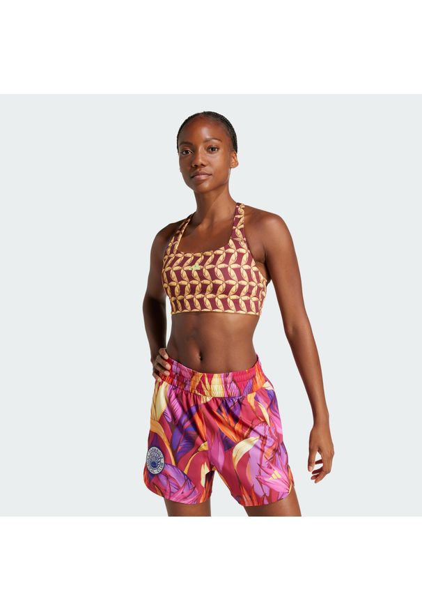 Adidas - Biustonosz adidas x FARM Rio Medium-Support. Kolor: czerwony, żółty, wielokolorowy, zielony. Materiał: materiał. Technologia: ClimaCool (Adidas). Sport: fitness