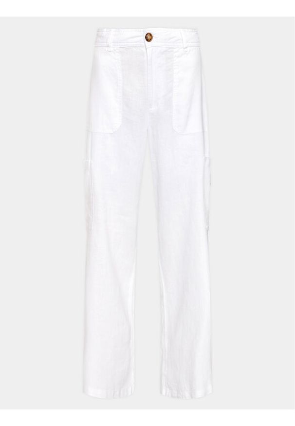 Gina Tricot Spodnie materiałowe 19959 Biały Regular Fit. Kolor: biały. Materiał: len, wiskoza