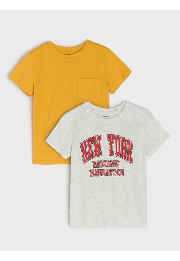 Sinsay - Bawełniana koszulka 2 pack - żółty. Kolor: żółty. Materiał: bawełna