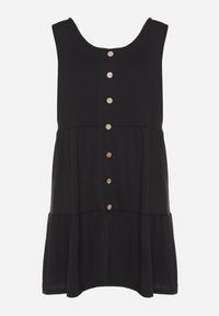 Born2be - Czarna Sukienka o Rozkloszowanym Kroju na Szerokich Ramiączkach z Guzikami Saniella. Okazja: na co dzień. Kolor: czarny. Długość rękawa: na ramiączkach. Typ sukienki: rozkloszowane. Styl: elegancki, casual, klasyczny #2