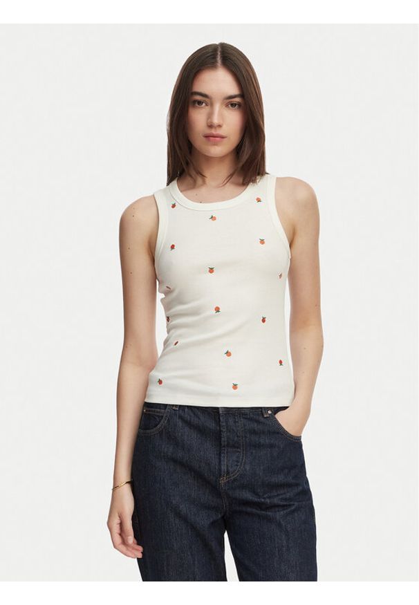 Vero Moda Top Naja 10341964 Biały Slim Fit. Kolor: biały. Materiał: bawełna