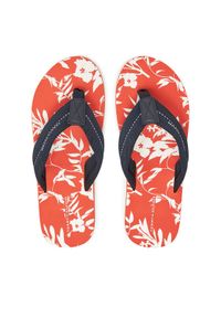TOMMY HILFIGER - Tommy Hilfiger Japonki Hilfiger Flw Print Beach Sandal FM0FM05507 Granatowy. Kolor: niebieski. Materiał: materiał. Wzór: nadruk #1